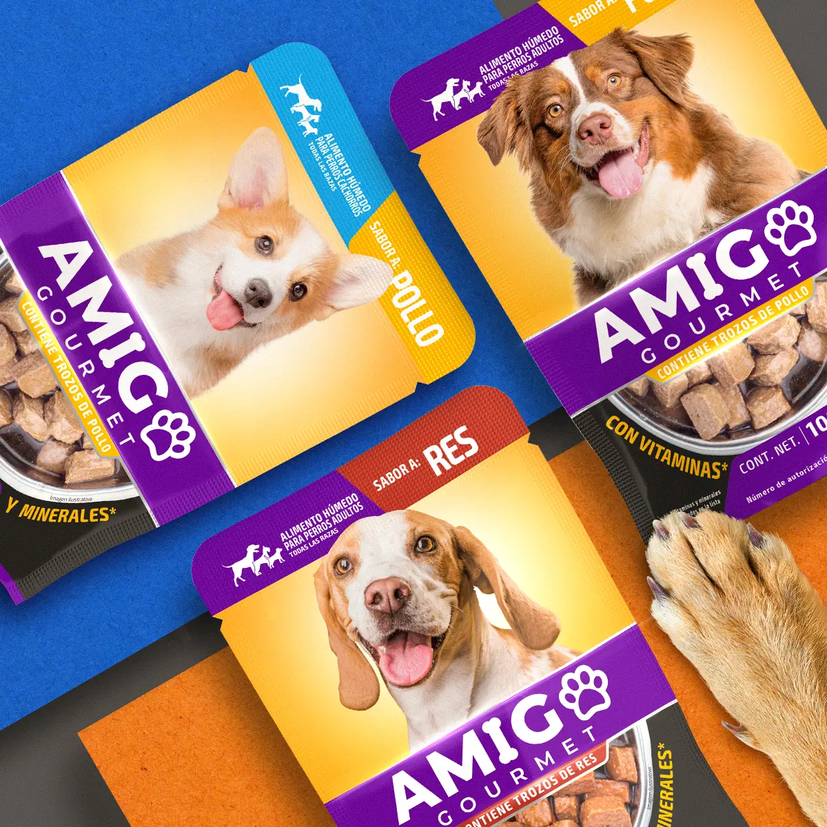 Diseño de packaging para Amigo Gourmet, alimentos, México.