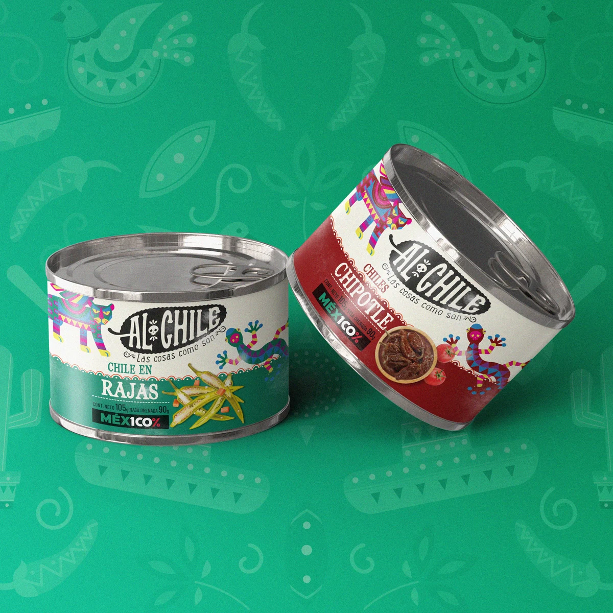 Diseño de packaging para Alchile, alimentos, México.