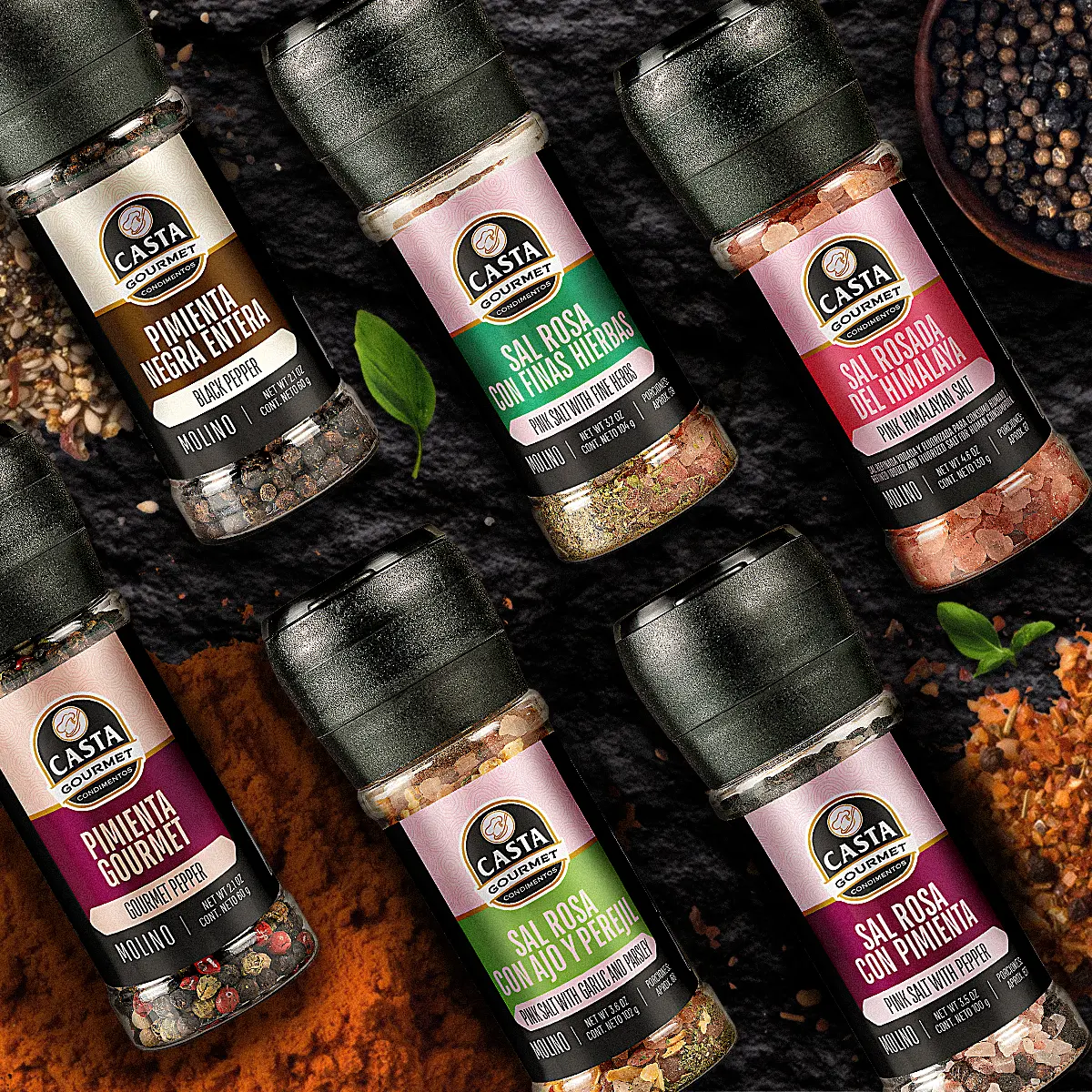 Diseño de packaging para Casta Gourmet, alimentos gourmet, Colombia.